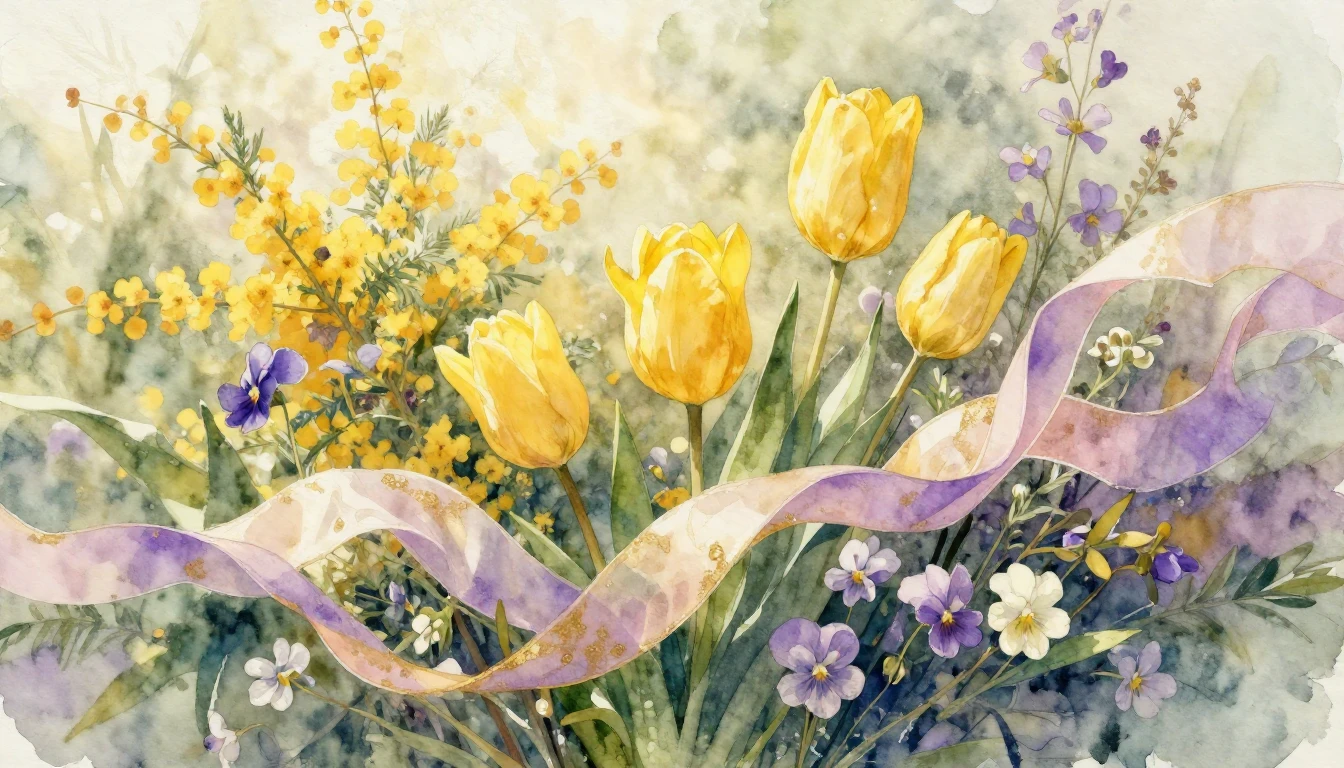 A beautiful, ethereal watercolor painting celebrating Intern...