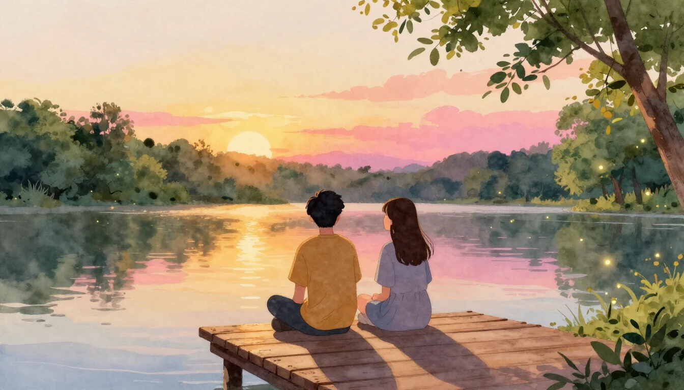 A heartwarming watercolor illustration of two close friends ...