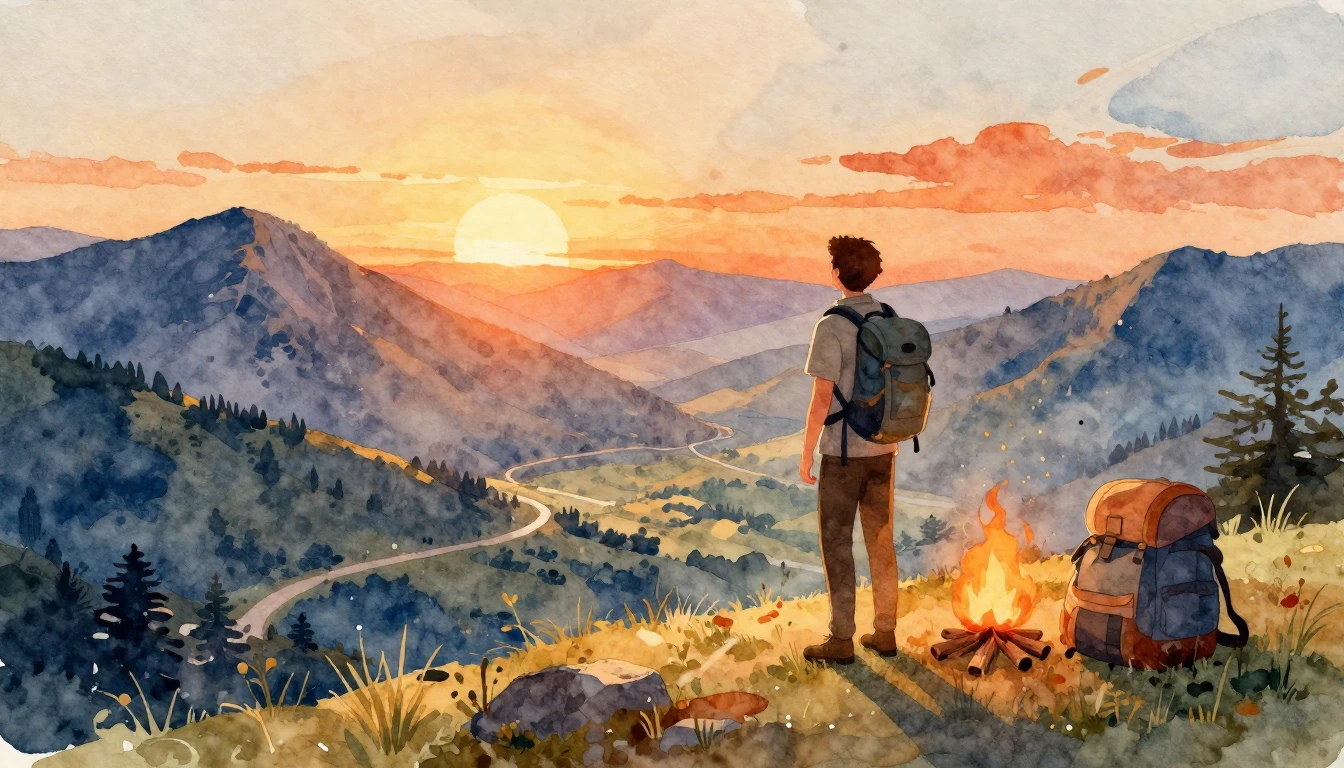 A warm and cozy watercolor illustration depicting a symbolic...