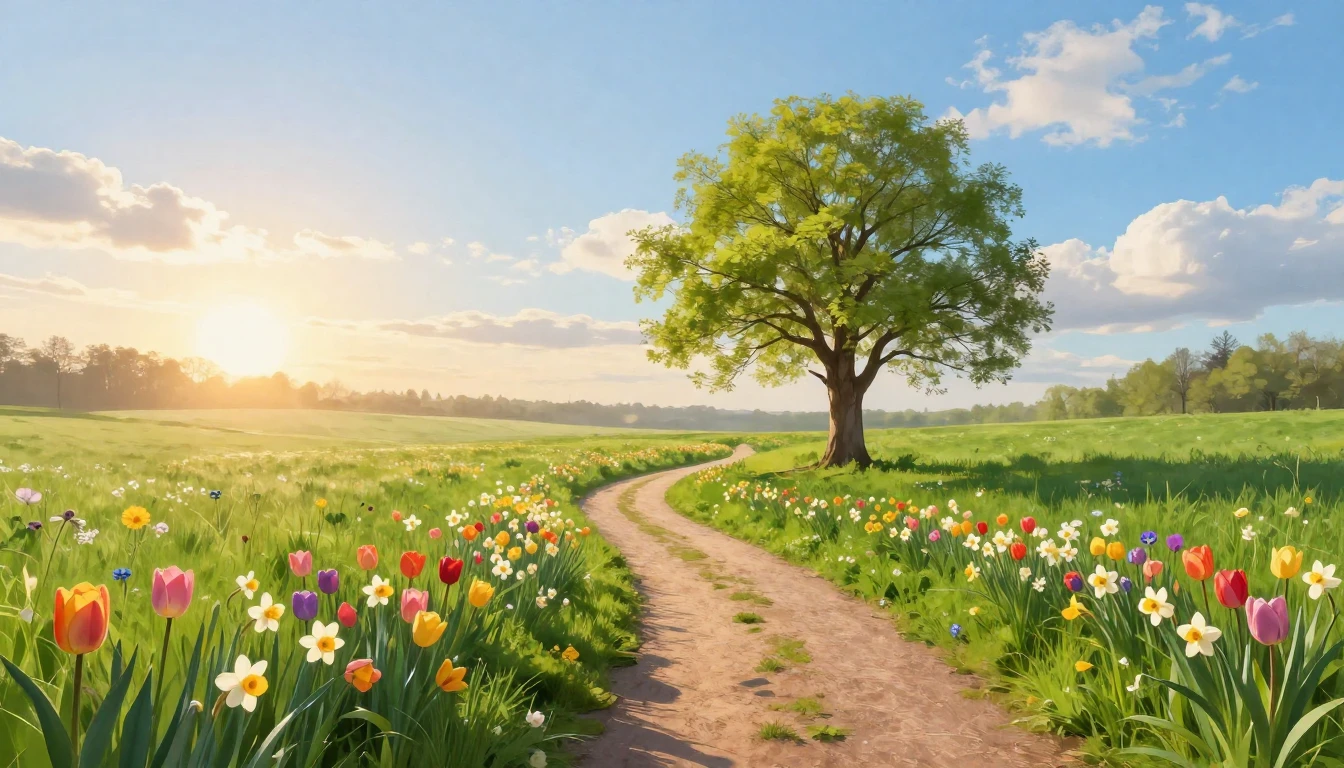A beautiful, uplifting spring landscape symbolizing a new be...