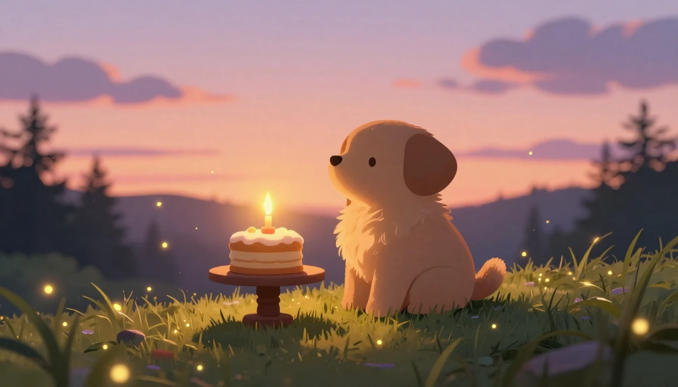 A whimsical and heartwarming scene featuring a generic fluff...