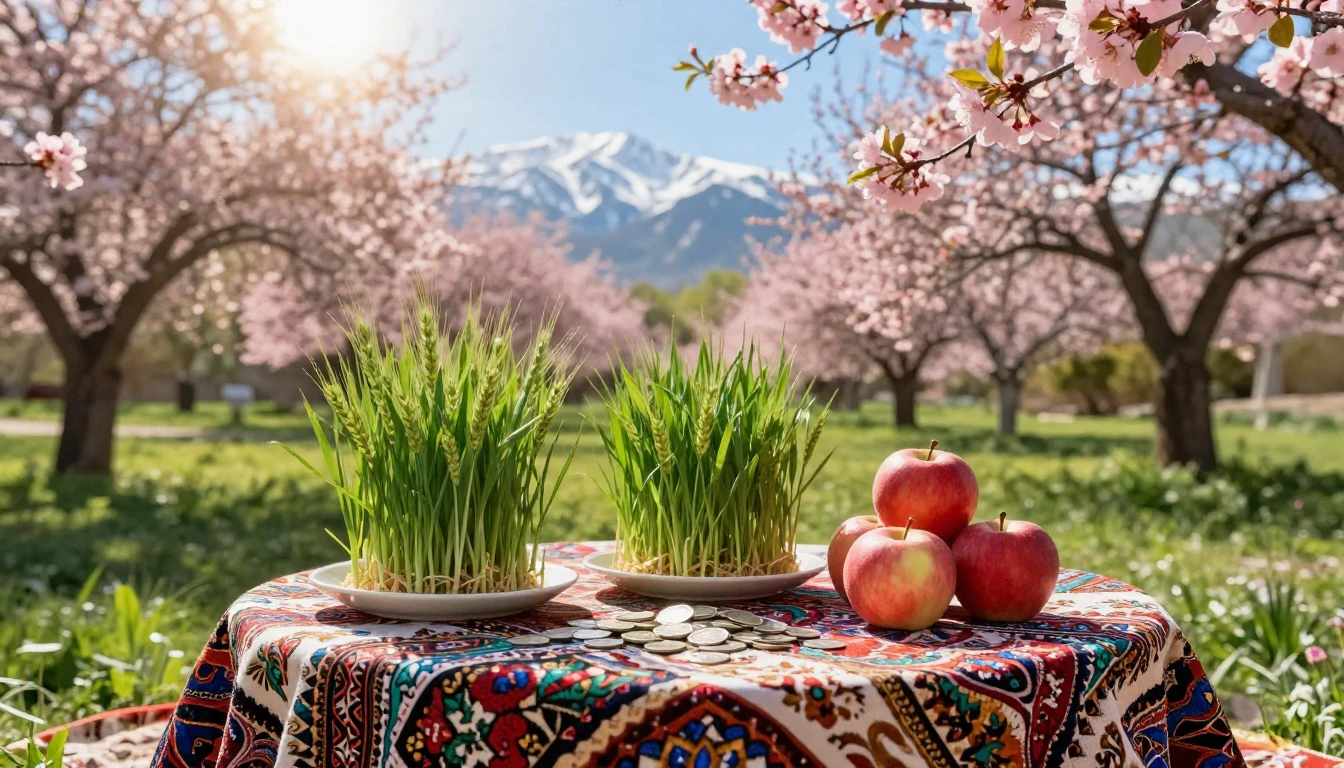 A vibrant and warm celebration of Navruz in a lush spring ga...