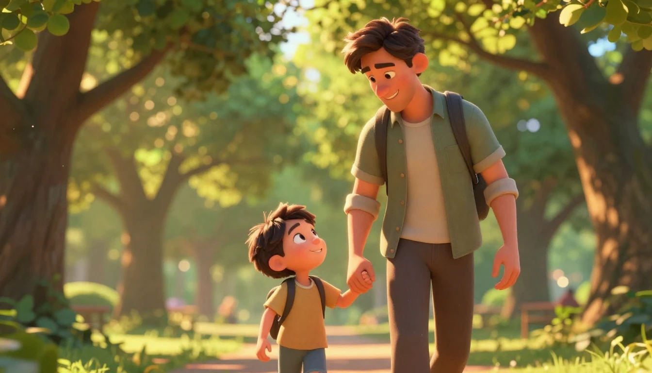 A heartwarming scene featuring a father and his young child ...