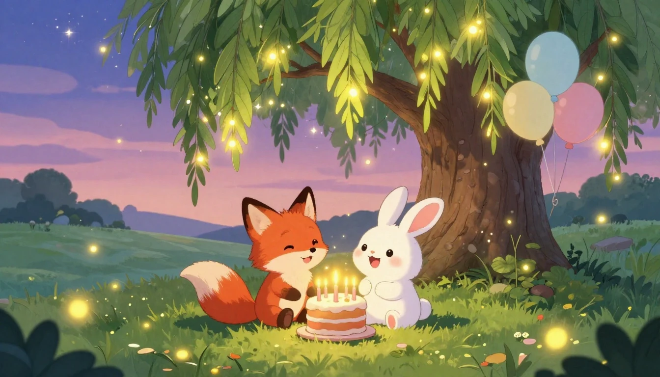 A heartwarming scene of two cute woodland creatures, a fluff...