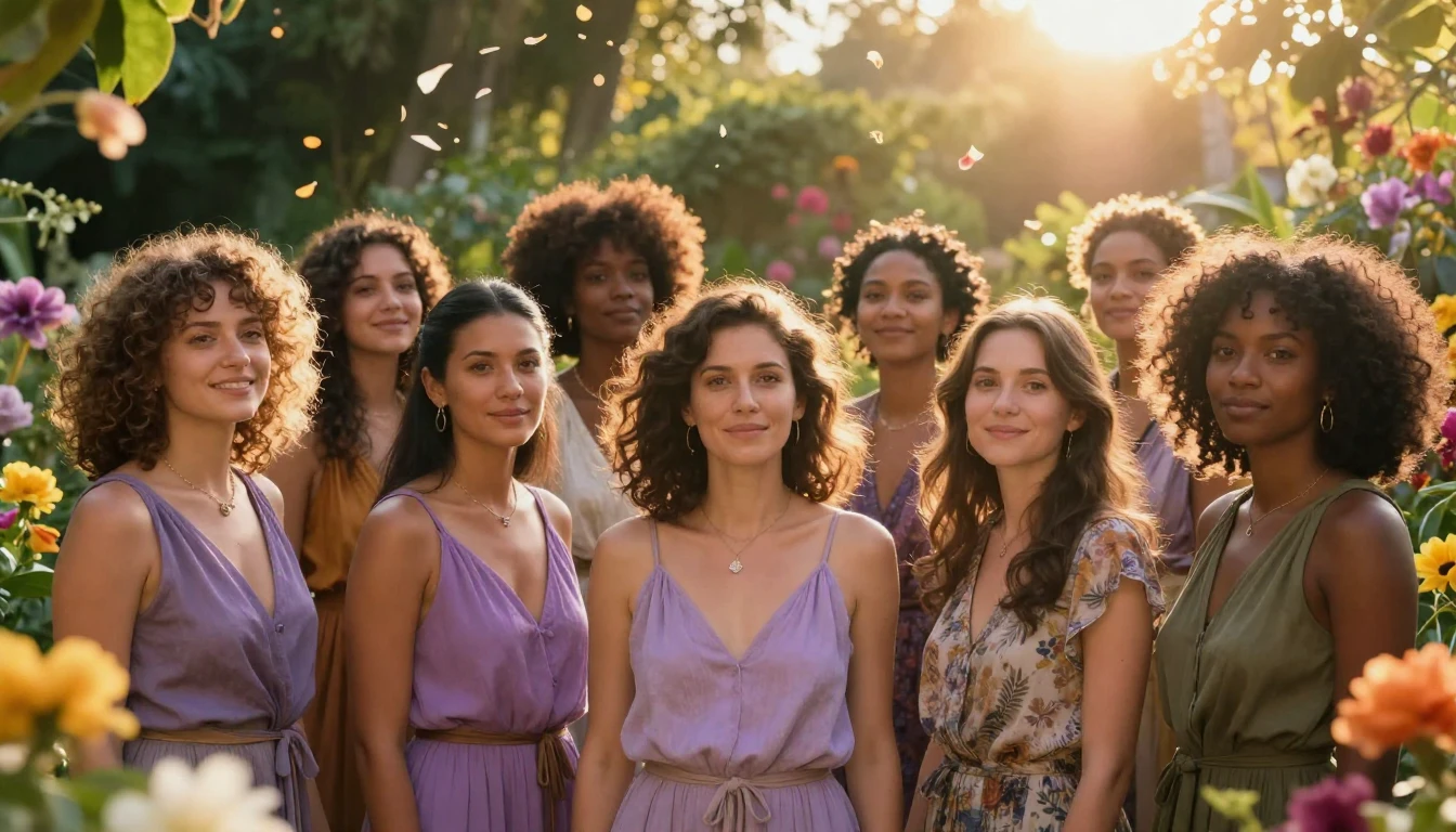 A vibrant and uplifting scene featuring a diverse group of w...