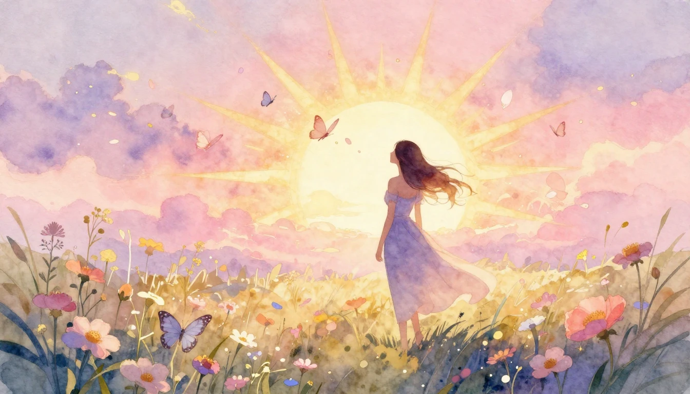 A dreamy and soft watercolor illustration depicting the abst...