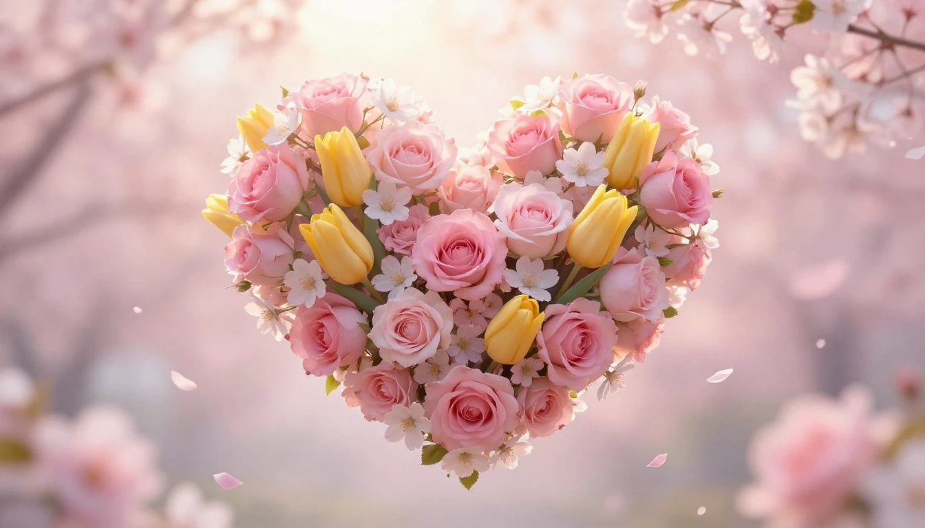 A beautiful, romantic composition featuring a large, glowing...