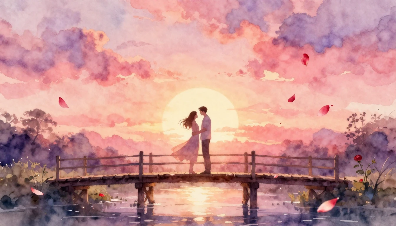 A dreamy and romantic watercolor illustration capturing the ...