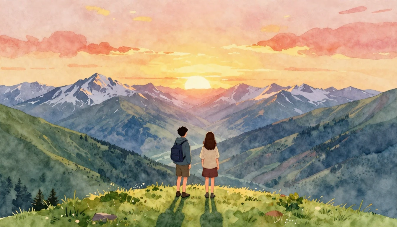 A heartwarming watercolor illustration of two close friends ...