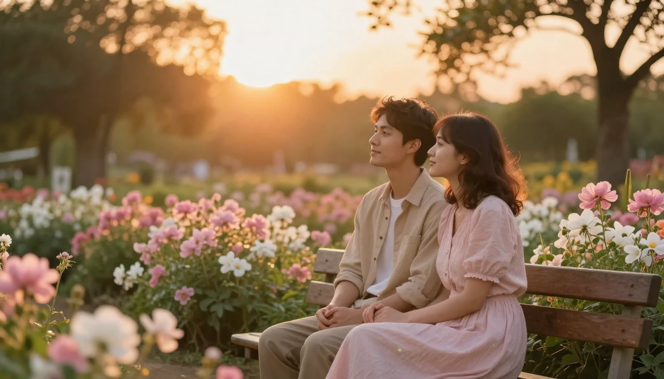 A romantic and cozy scene of a couple sitting together on a ...