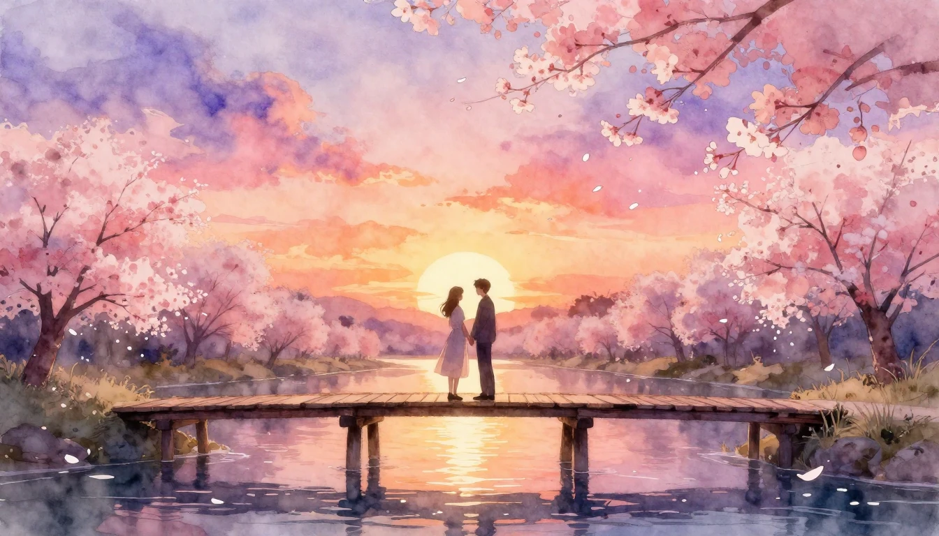 A highly romantic and ethereal scene in a soft watercolor st...