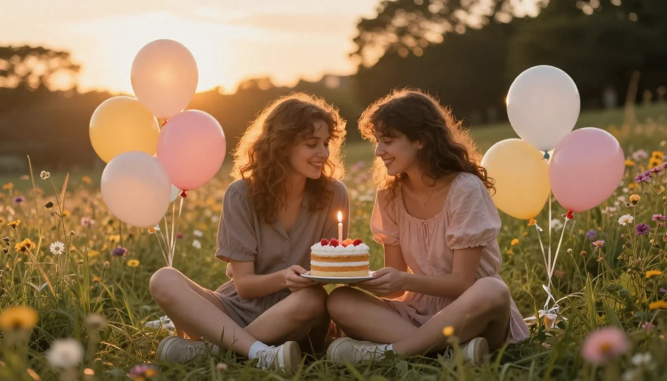 A heartwarming scene of two close friends sitting together o...