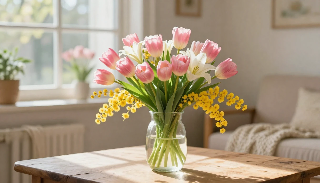 A heartwarming illustration of a gentle spring scene celebra...