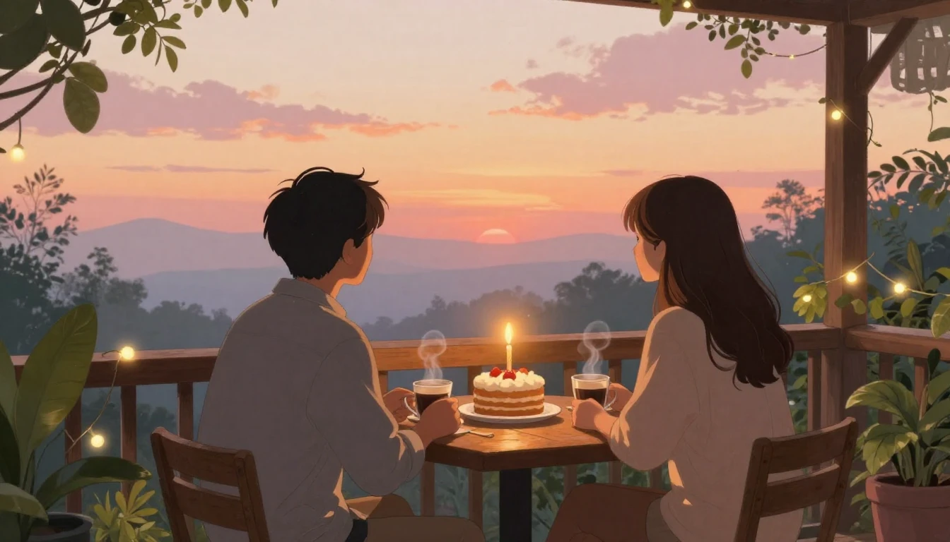 A warm and cozy scene of two friends sitting together on a w...