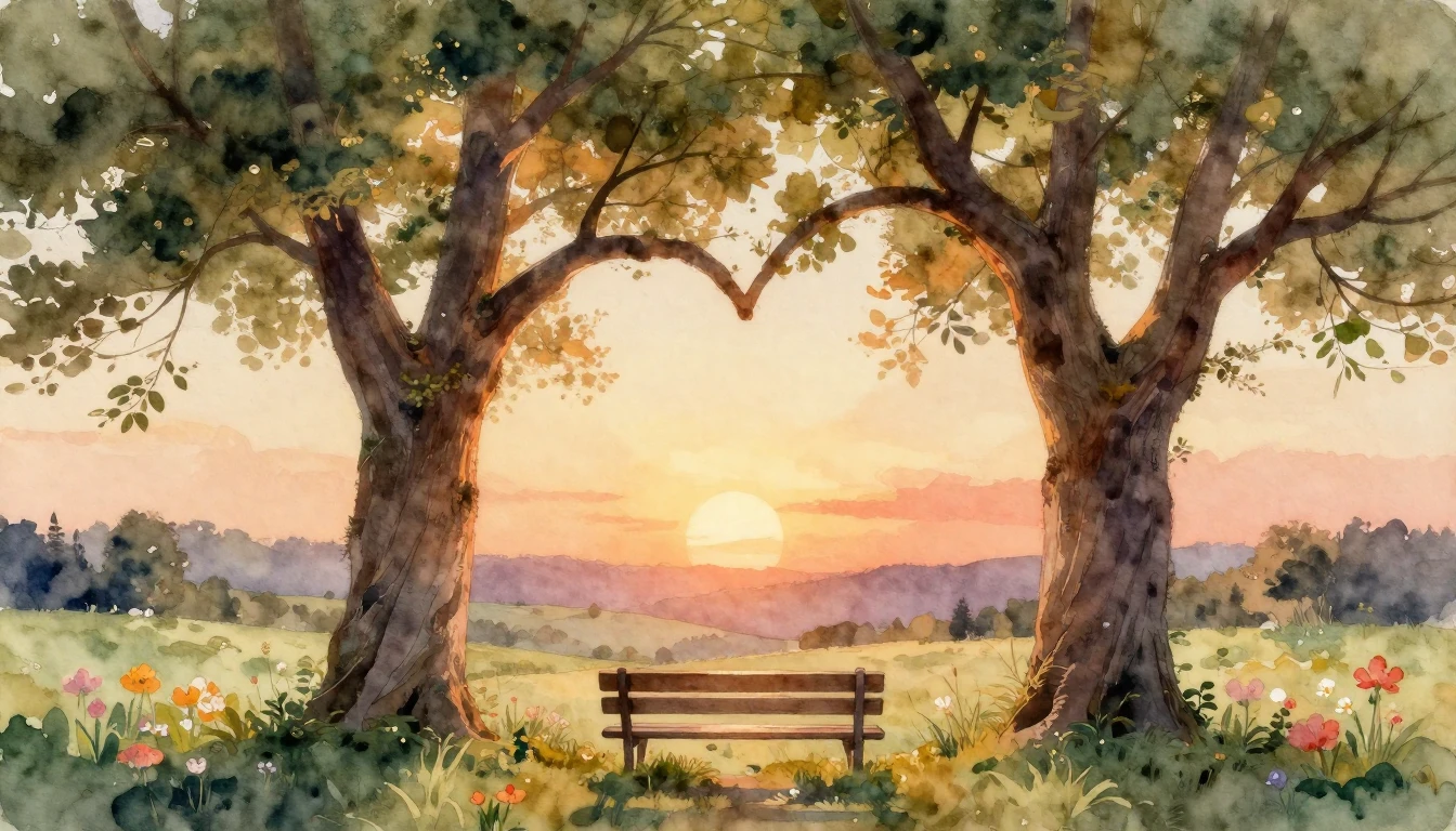 A soft and romantic watercolor painting depicting two majest...