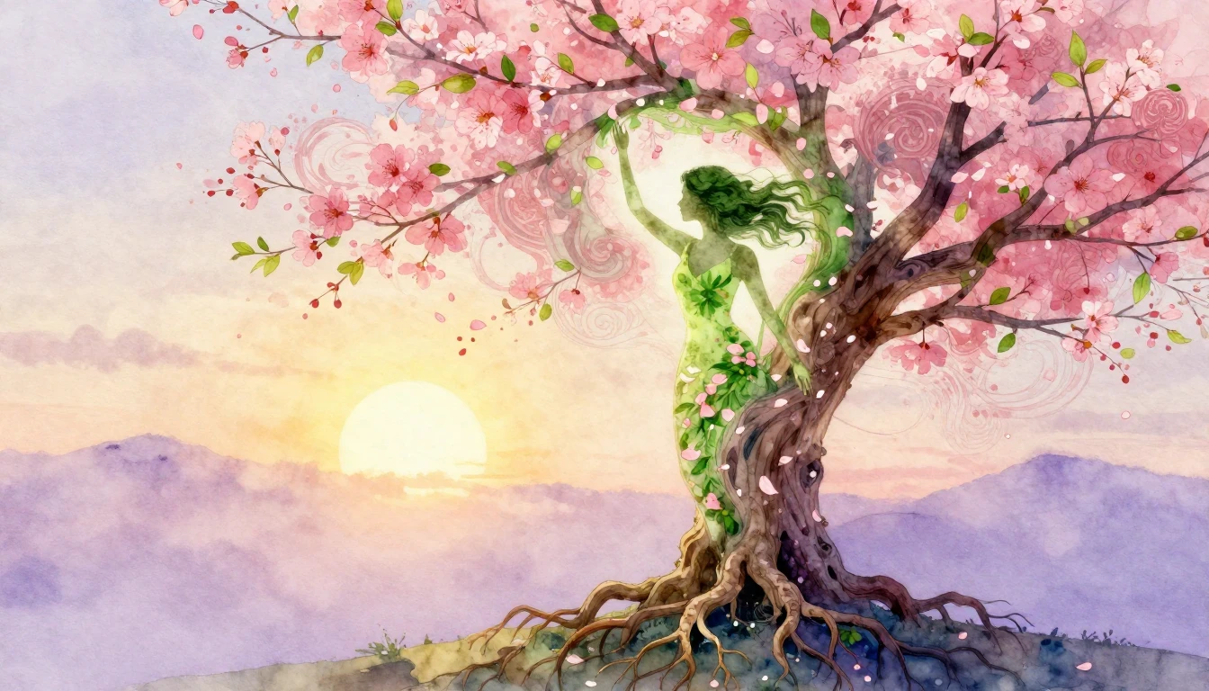 A breathtaking watercolor illustration representing the spir...