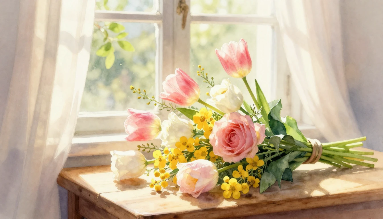 A warm and artistic watercolor painting depicting a soft, gl...