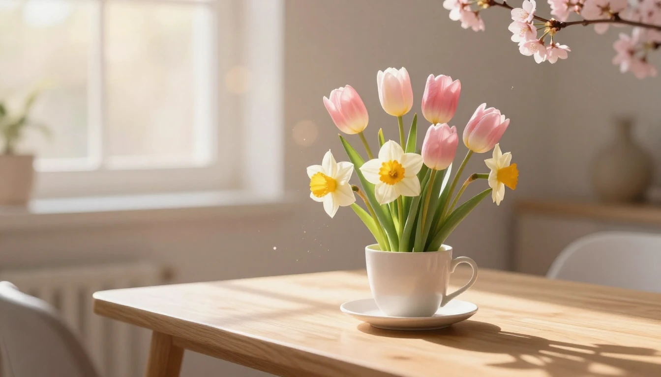 A delicate and ethereal composition celebrating spring and f...