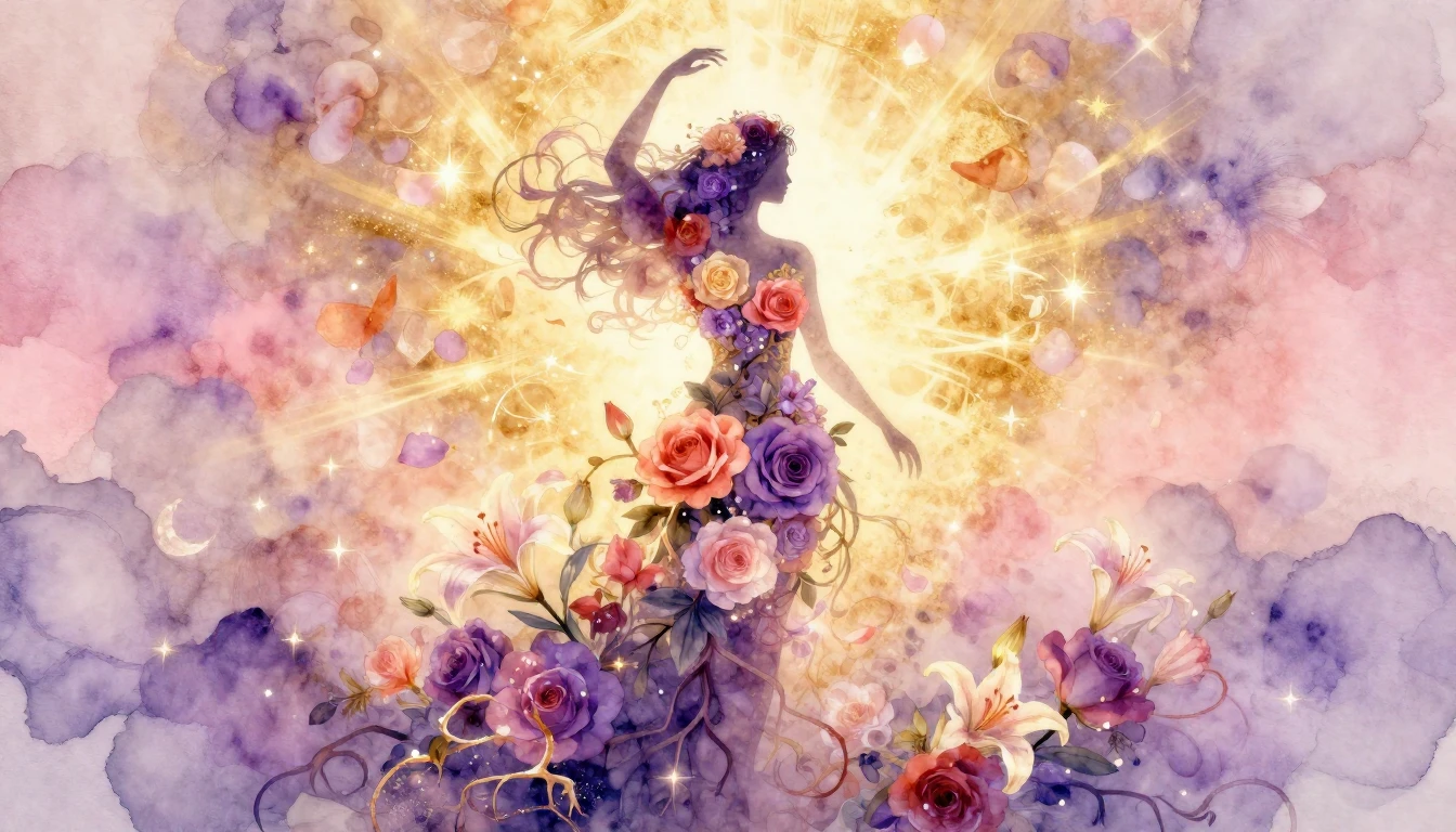 An ethereal and symbolic watercolor illustration representin...