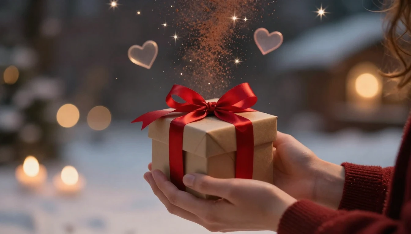 A warm and romantic Valentine's Day atmosphere. A close-up o...