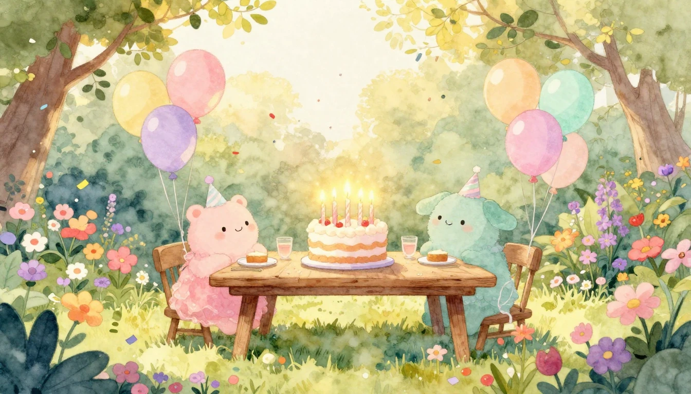 A whimsical and soft watercolor illustration depicting a mag...