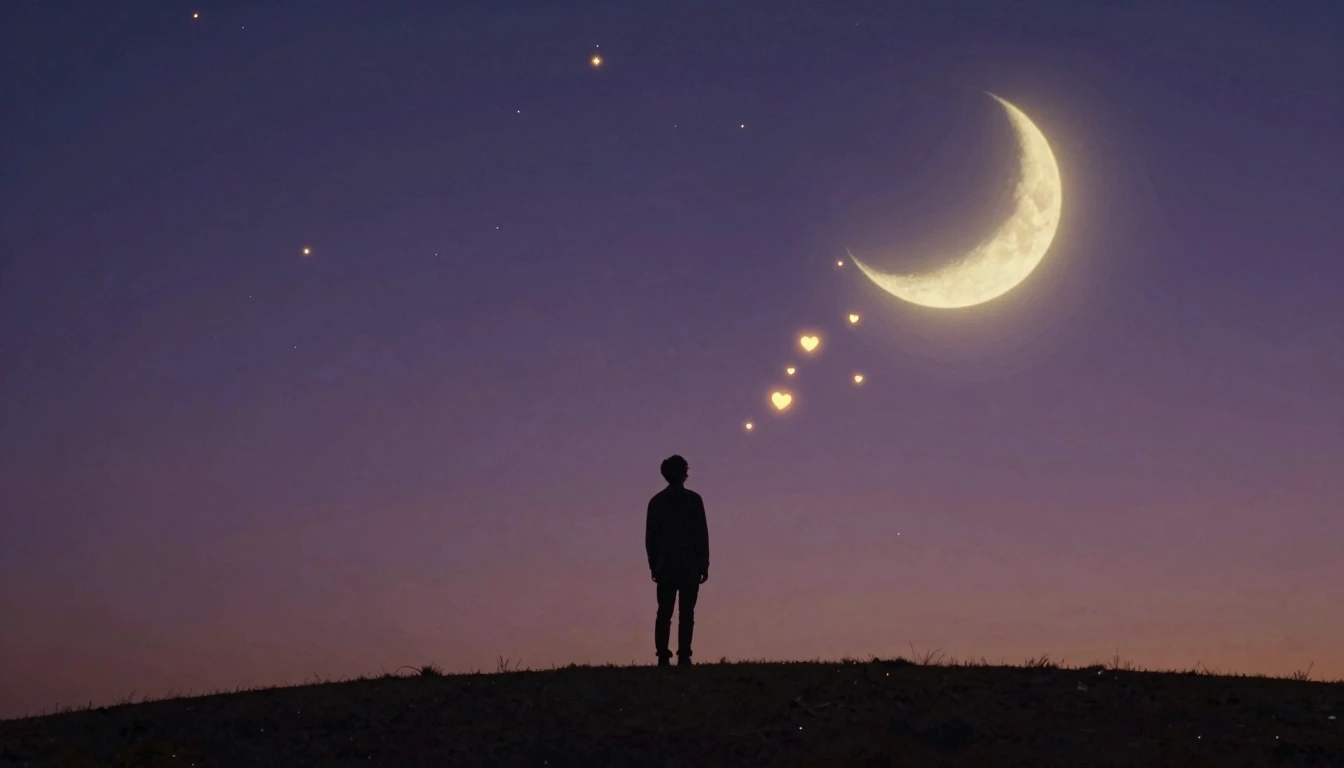 A romantic and dreamy scene depicting longing and love. A si...