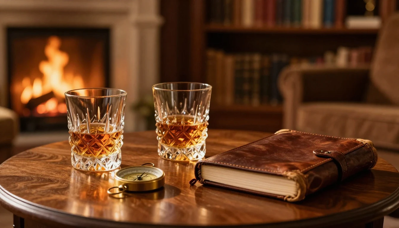 A high-quality cinematic shot of a warm, inviting lounge dur...