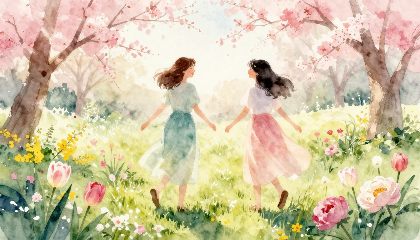 A delicate and vibrant watercolor illustration capturing the...