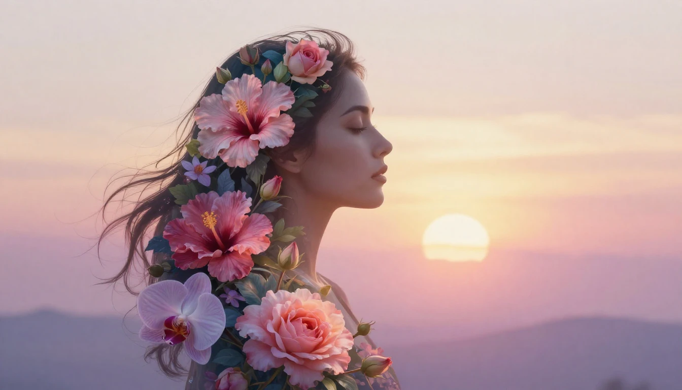 A beautiful and artistic double exposure illustration repres...