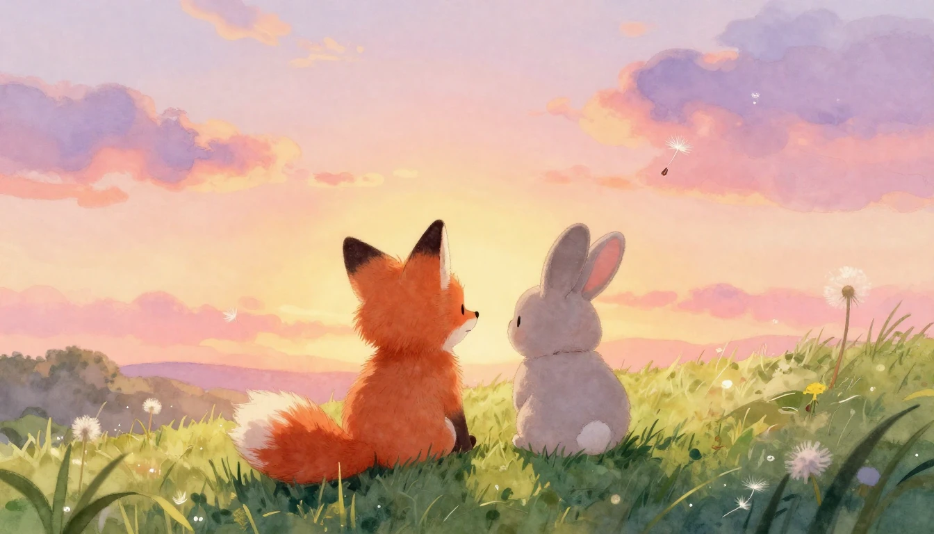 A beautiful watercolor painting of two small adorable animal...