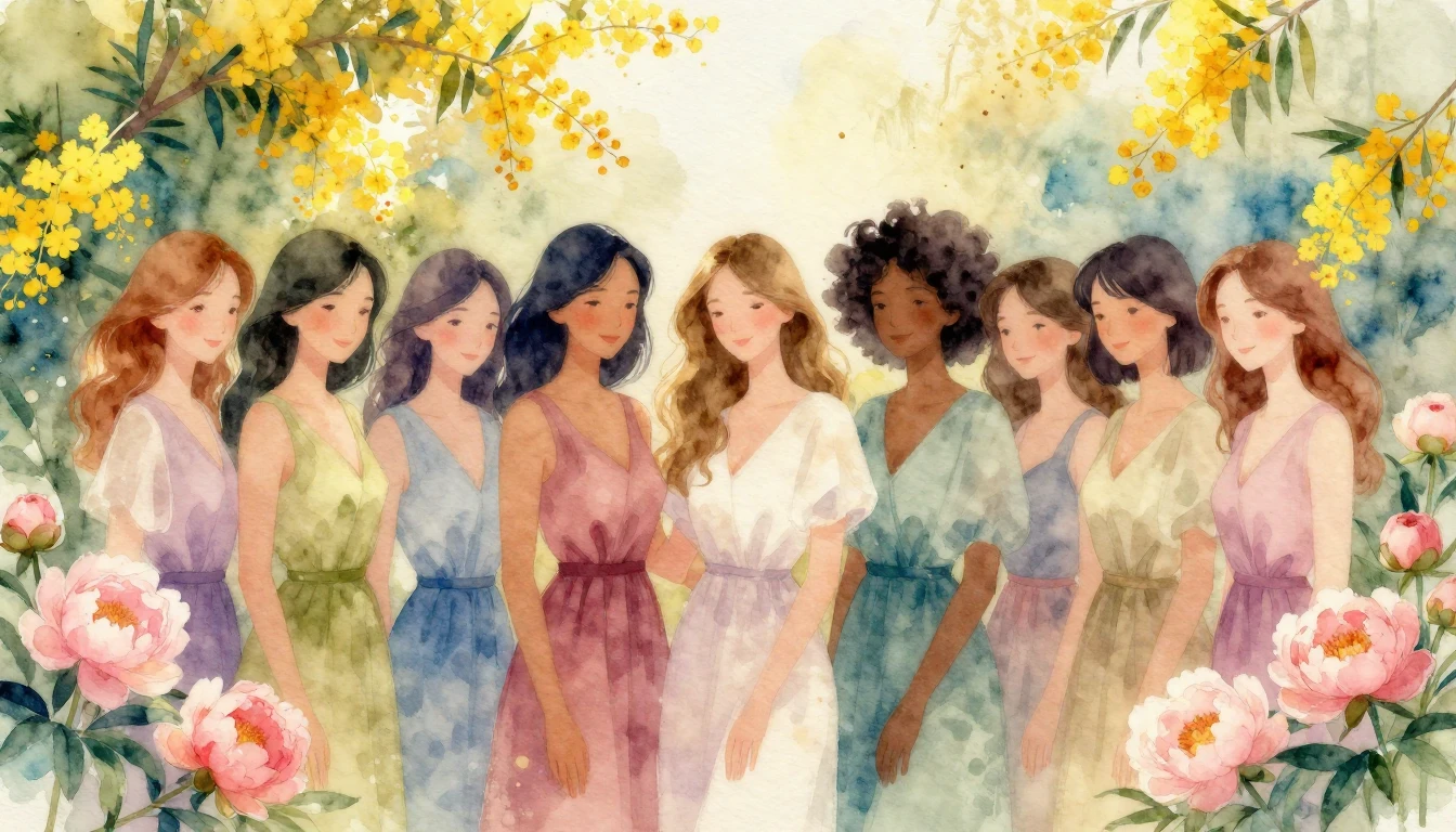 A vibrant and soft watercolor painting celebrating womanhood...