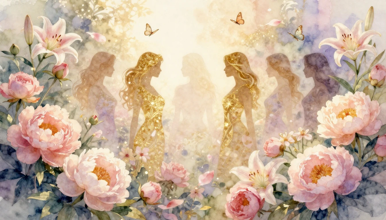 An ethereal and warm watercolor painting celebrating the ess...