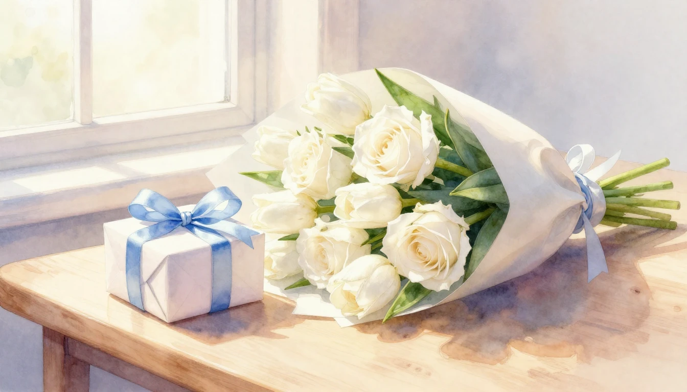 A soft and dreamy watercolor painting focusing on a romantic...