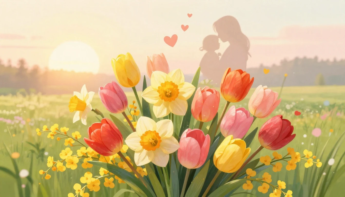 A heartwarming and soft illustration symbolizing Mother's Da...