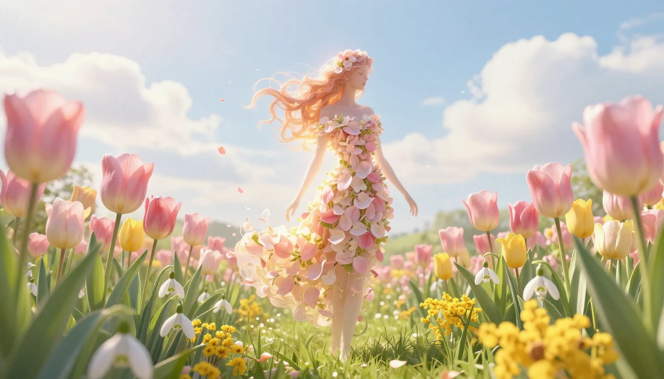 A soft and dreamy spring composition symbolizing Internation...