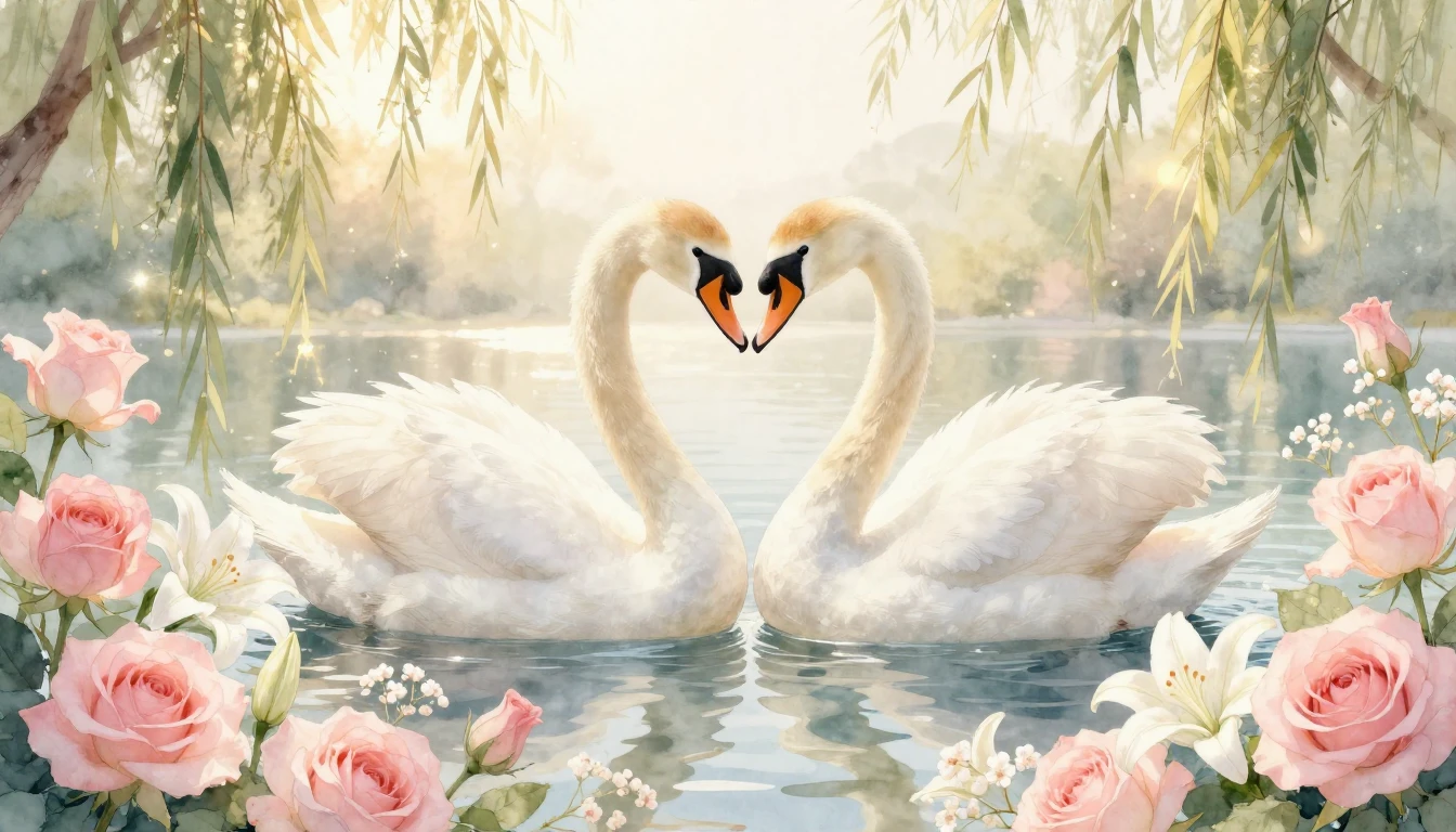 A soft and romantic watercolor illustration symbolizing eter...