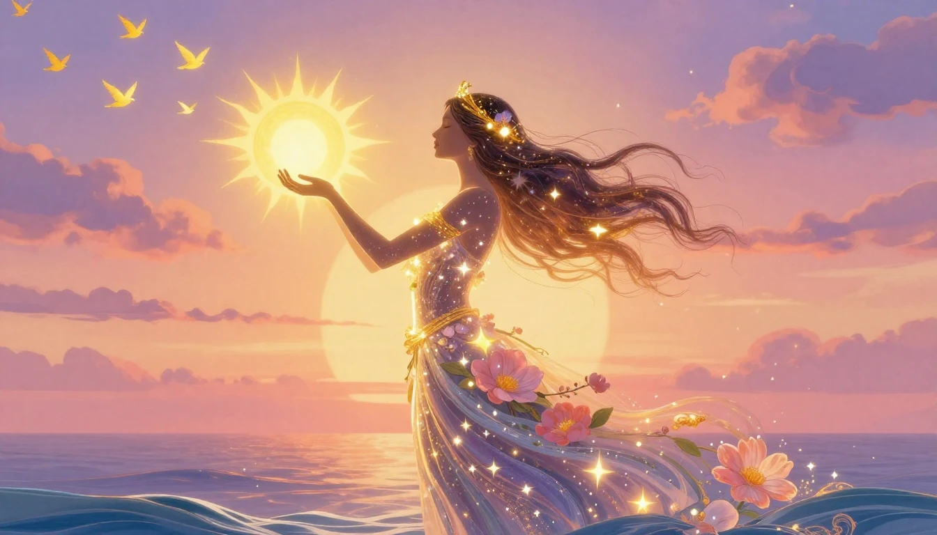 A beautiful, symbolic illustration celebrating feminine stre...