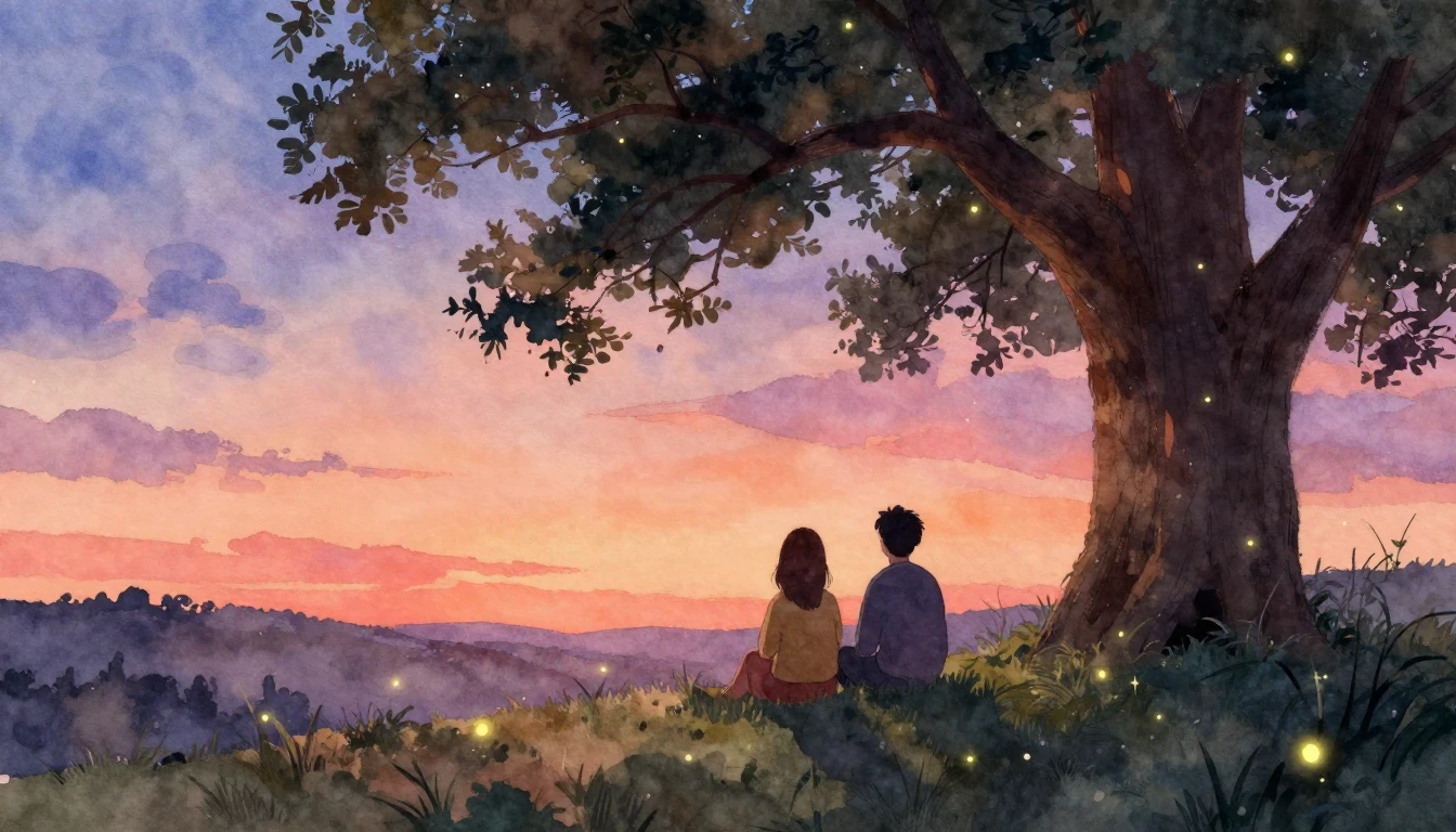A heartwarming watercolor illustration depicting two figures...