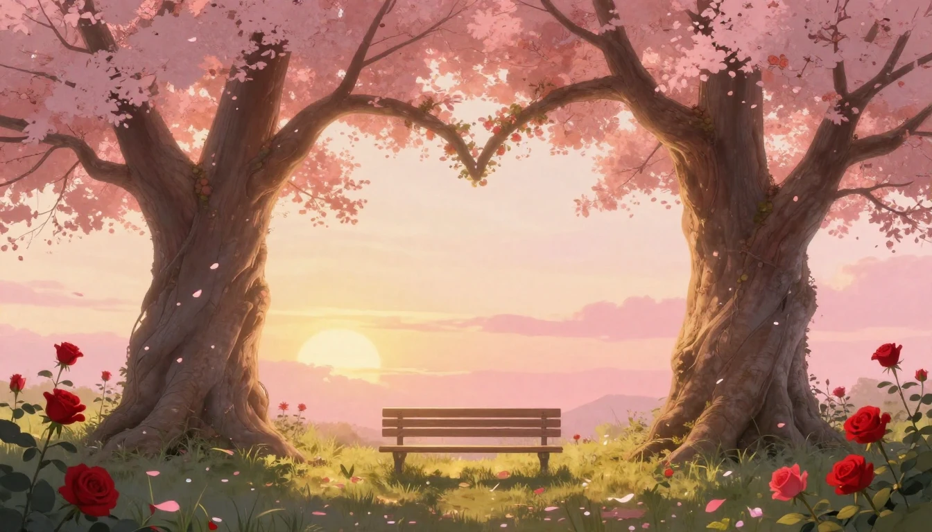 A soft and dreamy artistic composition depicting two large a...