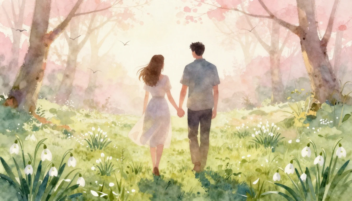 A soft and ethereal watercolor painting depicting a silhouet...