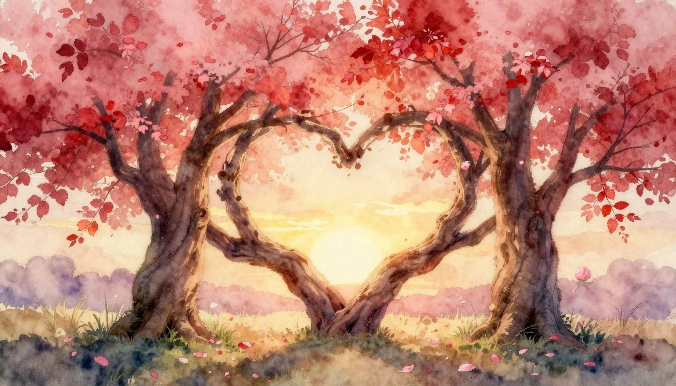 A soft and dreamy watercolor painting depicting two ancient ...