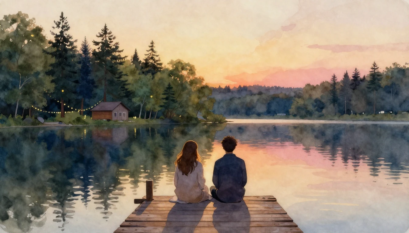 A warm and cozy scene depicting two close friends sitting on...