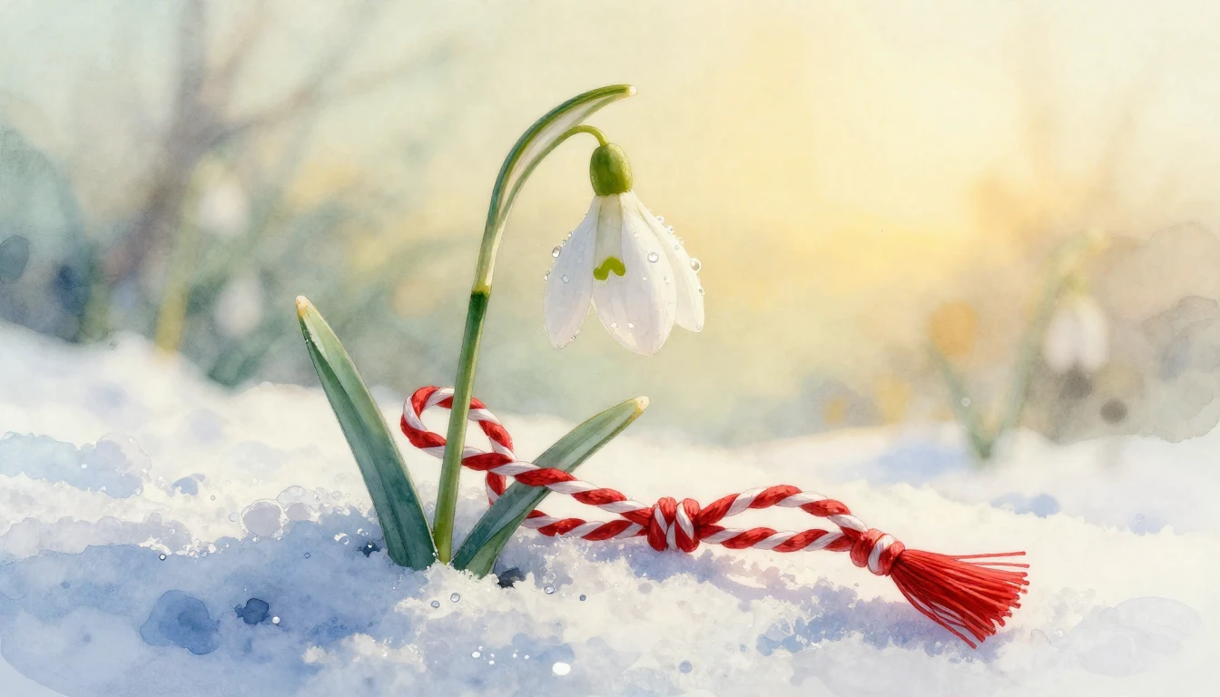 A delicate and ethereal watercolor painting of a single snow...