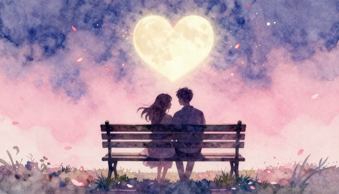 A soft and dreamy watercolor painting depicting two silhouet...