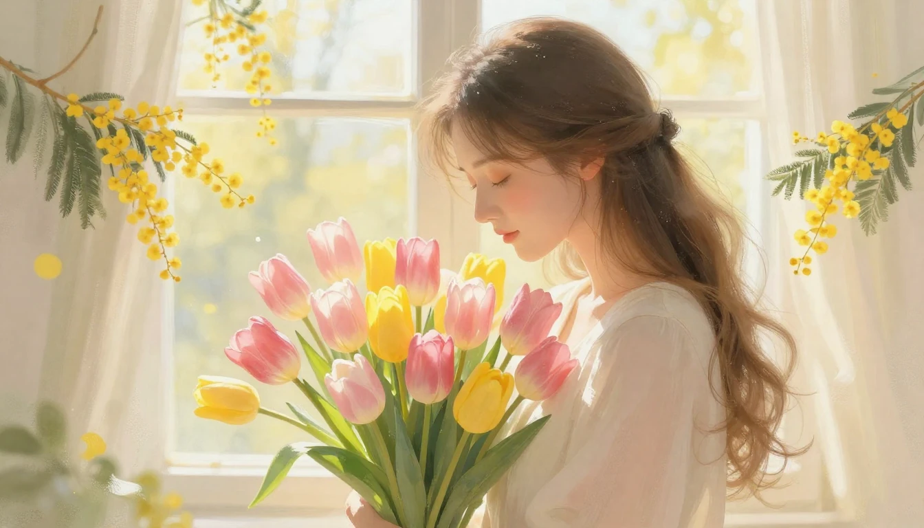 A soft and ethereal illustration of a gentle motherly figure...