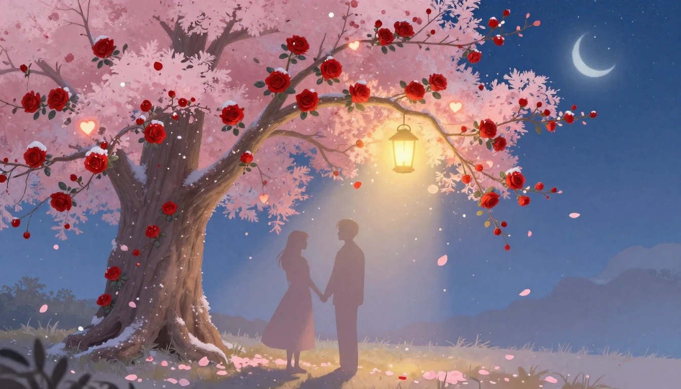A dreamy and romantic scene depicting a secret garden at twi...