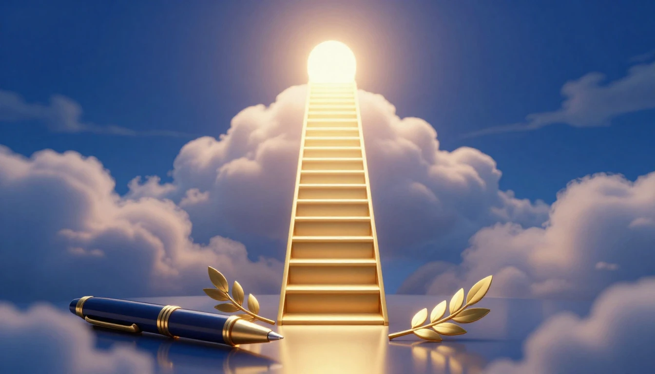 A conceptual digital art piece symbolizing career advancemen...