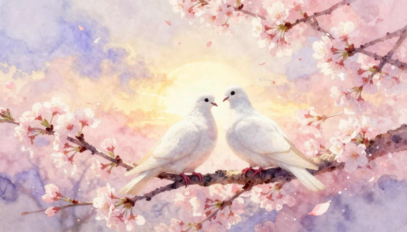 A dreamy and romantic watercolor painting depicting the esse...