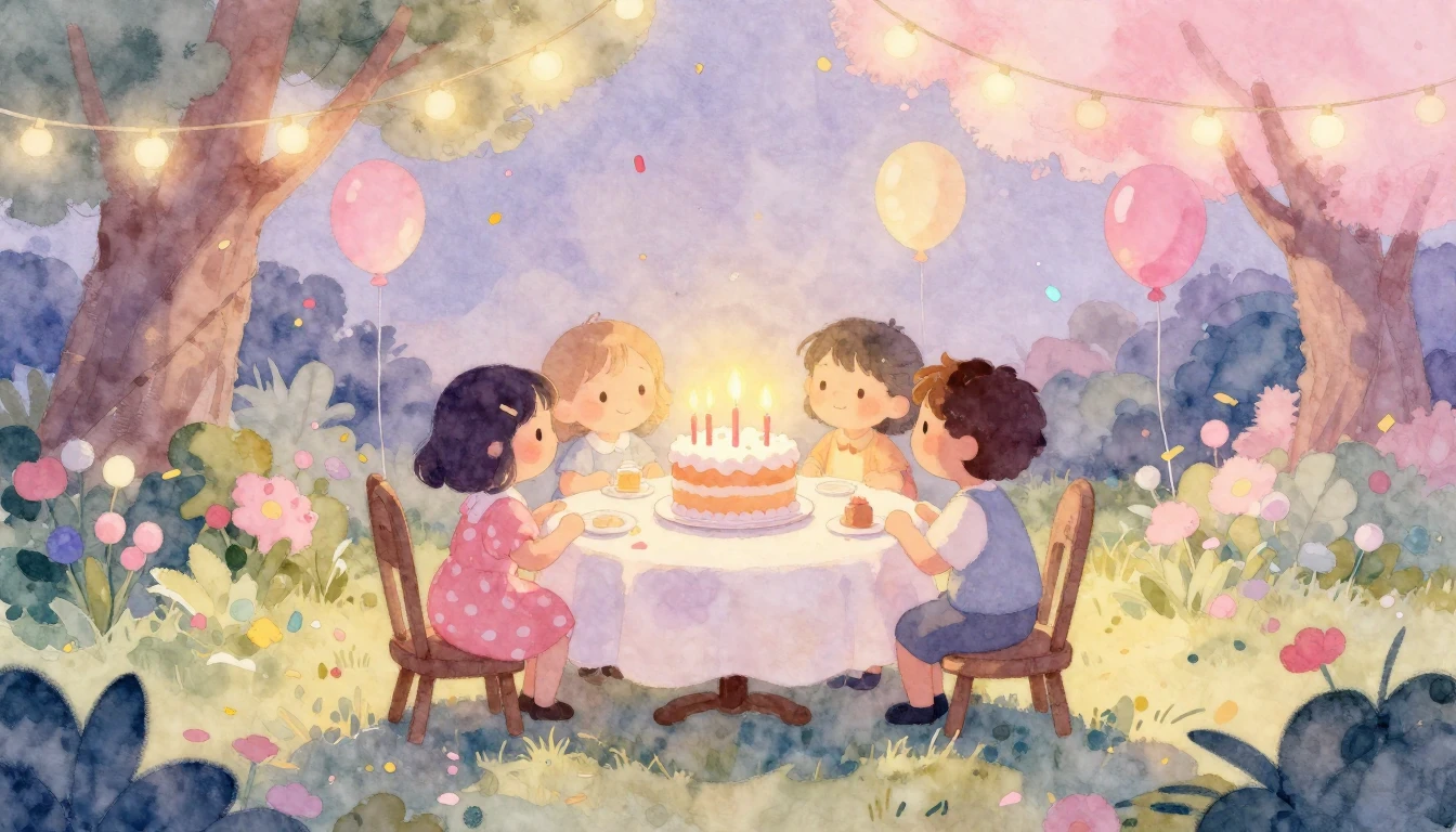 A heartwarming watercolor painting depicting a magical birth...