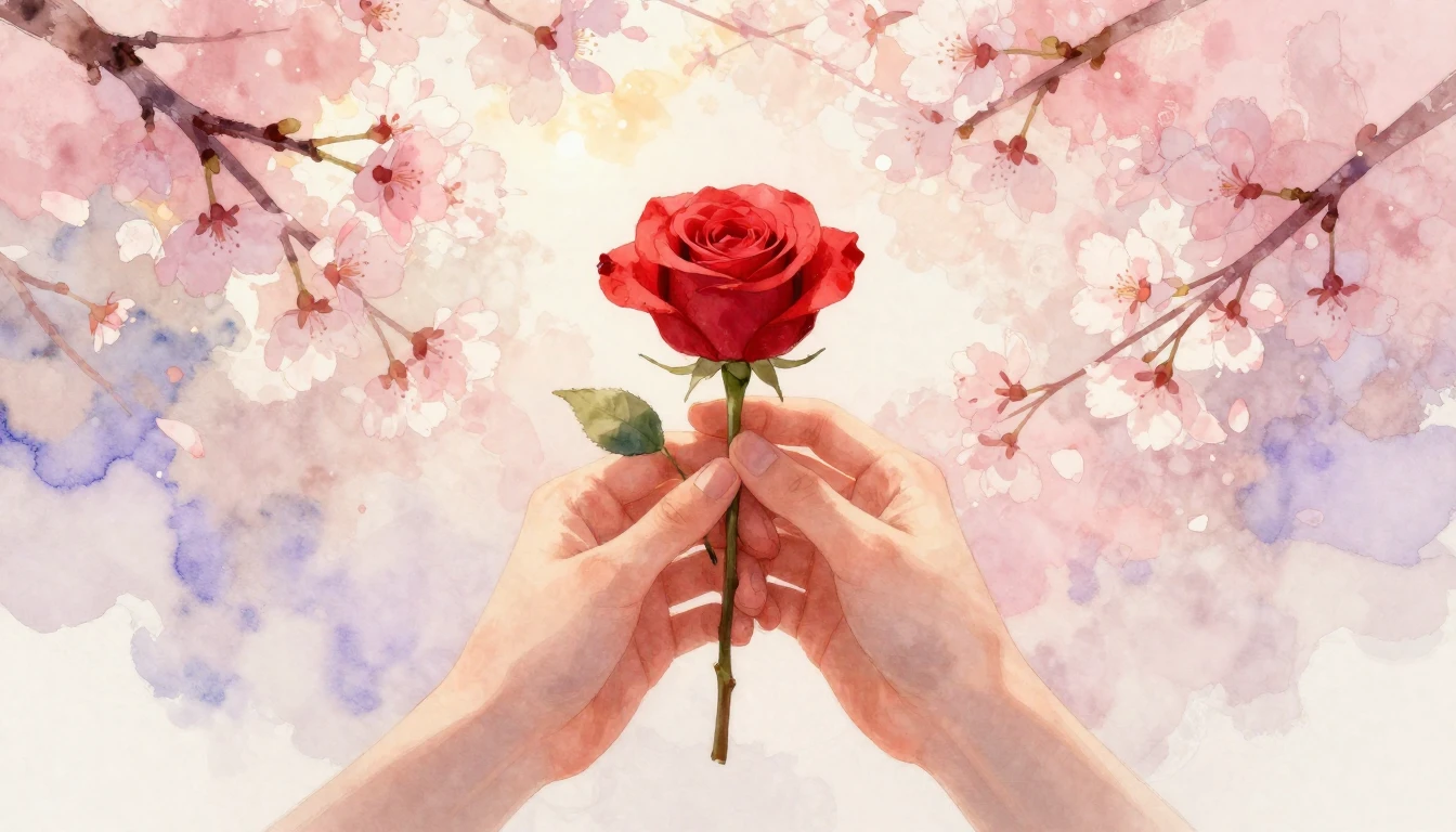 A soft and dreamy watercolor illustration focusing on two in...